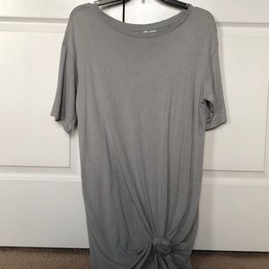 Gray Short-Sleeve Tee Shirt Dress